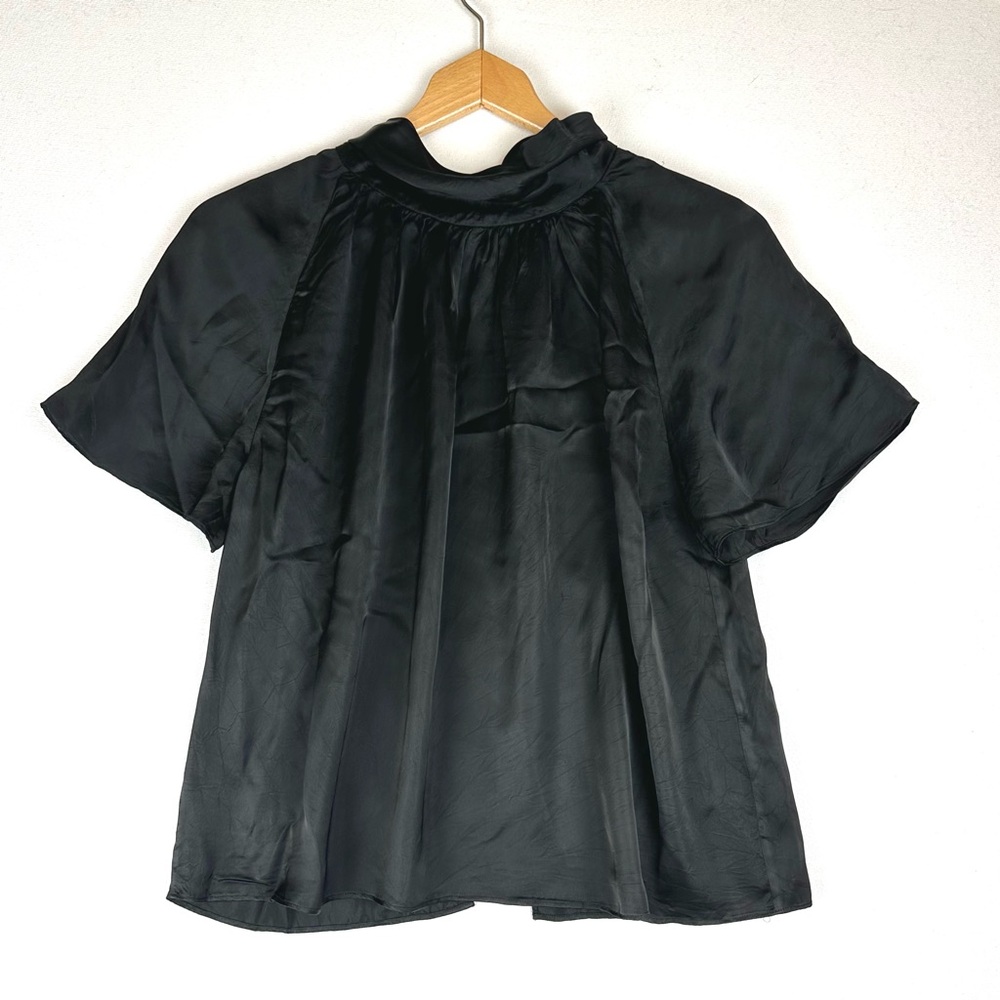 Wilfred High Neck Silky Open Tie Back Blouse